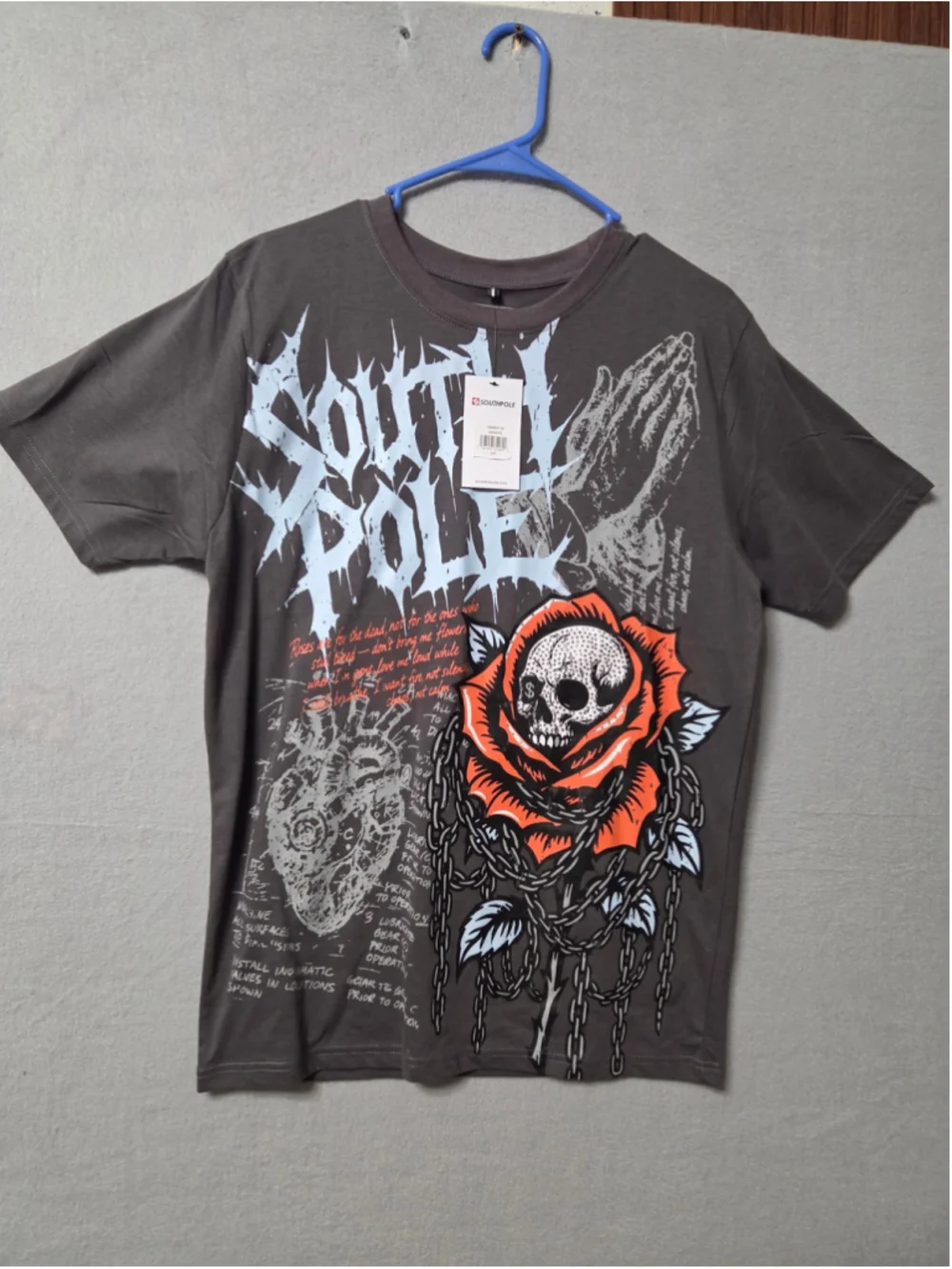 Men's Southpole Graphic T-Shirt Size S Grey Orange Short Sleeve Tee